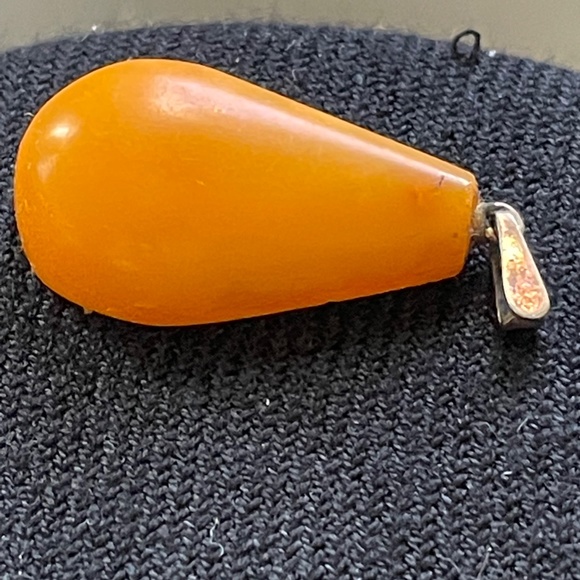 Vintage Butterscotch Baltic Amber Pendant 875 Silver USSR - Picture 3 of 11